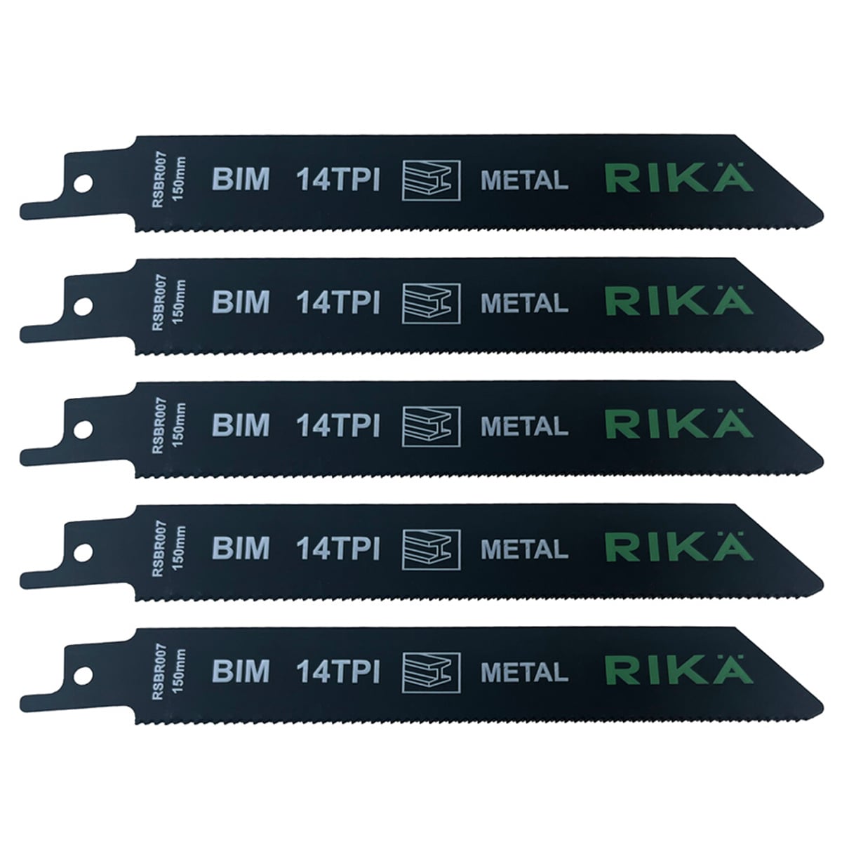 Rikä 150mm 14TPI Bi-Metal Recip Saw Blades for Metal and Wood with Nails - Pack of 5 - Type S922BF
